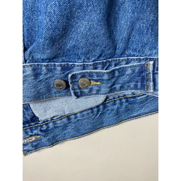 Levis Blue Denim Jean Jacket Womens Plus Size 1X Tracker Button Pockets Moto - Picture 8 of 16